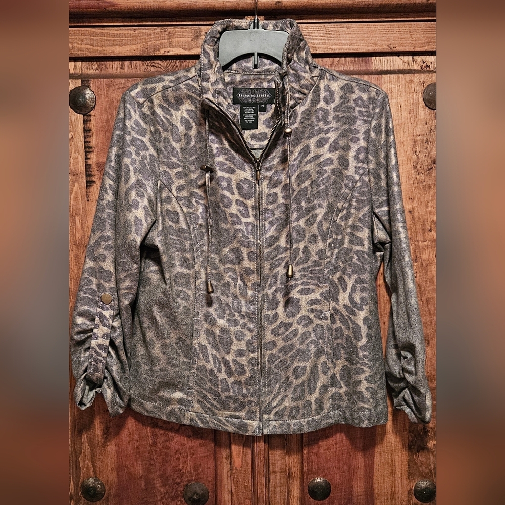 Golden Bronze/Chocolate Leopard Print Women's Blazer